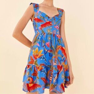 NWT Farm Rio Tropical Blue Mini Dress